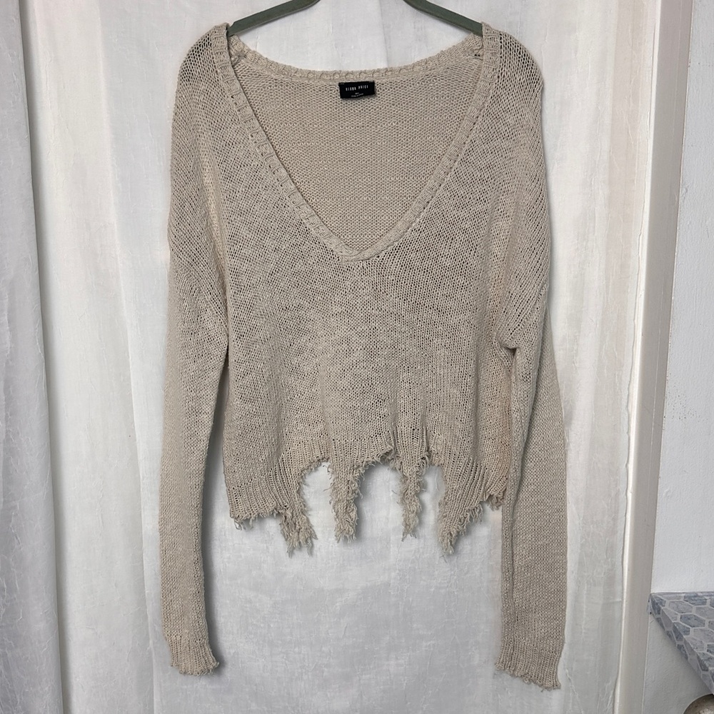 3/$20 💥 Blank Paige Oversized Relaxed Fit Sweater Distressed Cream Frayed Knit‎ - Picture 10 of 15